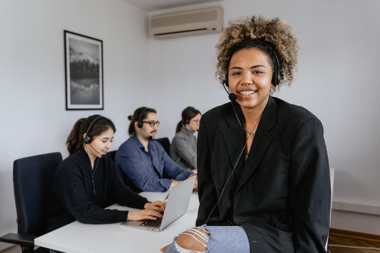Outbound sales team at work